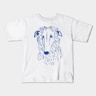 Borzoi (Beige and Blue) Kids T-Shirt